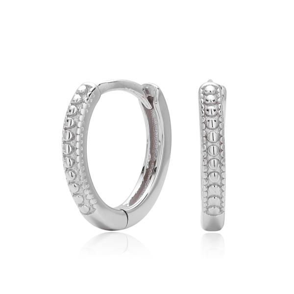 Textured Silver Huggie Hoop Earrings