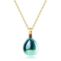 Green Glass Teardrop Pendant Necklace