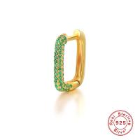 Gold-Plated Green Pavé Huggie Earrings