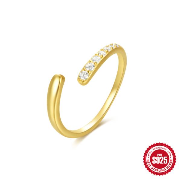 Gold-Plated Pavé Open Ring