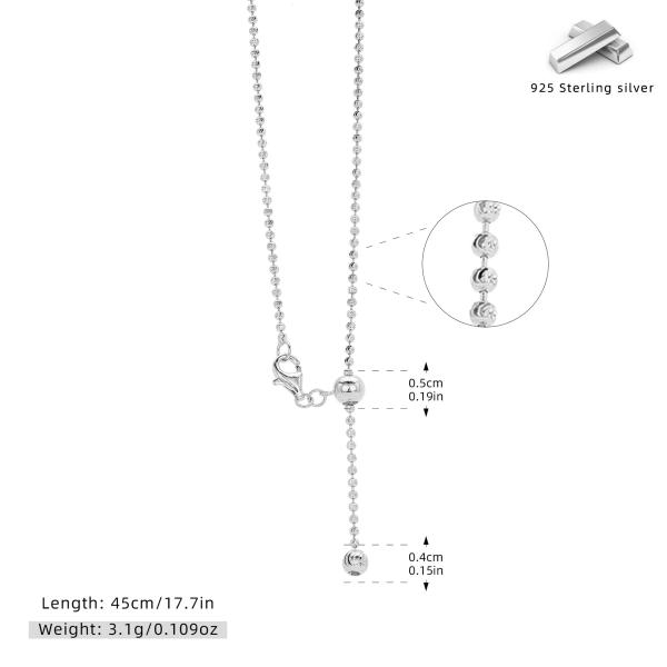 Silver Beaded Lariat Necklace