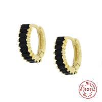 Gold-Plated Onyx Huggie Earrings