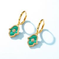 Green Charm Pavé Huggie Hoops