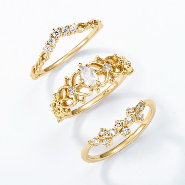 Stackable Gold Geometric Ring Set