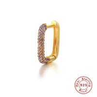 Gold Pavé Purple Stone Huggie Earrings