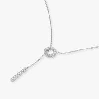 Silver Pavé Circle Lariat Necklace