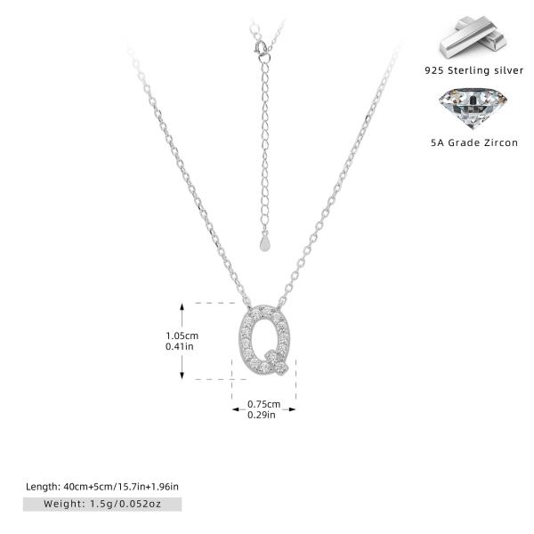 Silver Zirconia Letter 'Q' Pendant Necklace
