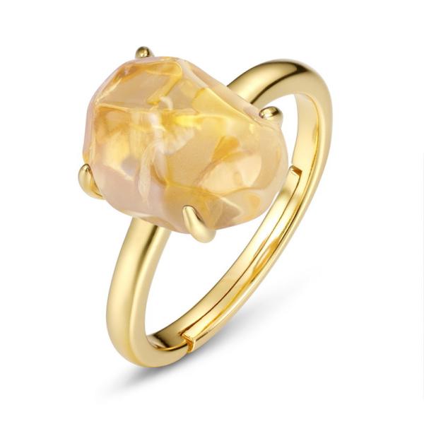 Yellow Resin Gold Solitaire Ring