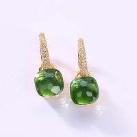 Gold-Tone Emerald Dangle Earrings