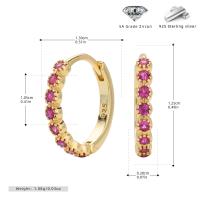 Pink Zircon Gold Hoop Earrings