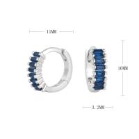 Silver Blue Crystal Huggie Earrings