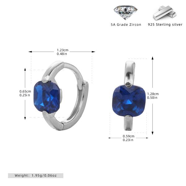 Silver Blue Cubic Zirconia Huggie Earrings