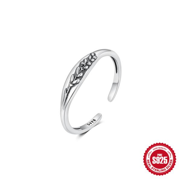 925 Silver Floral Cuff Ring