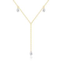925 Silver Gold Teardrop Lariat Necklace
