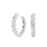Silver Bezel Set Huggie Earrings