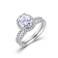 925 Silver Halo Cubic Zirconia Ring