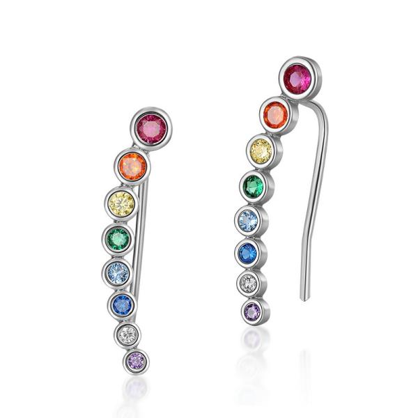 Silver Rainbow Climber Earrings