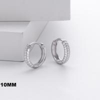 Silver Pavé Medium Huggie Earrings