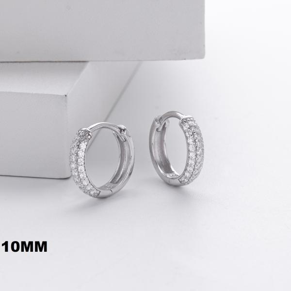 Silver Pavé Medium Huggie Earrings