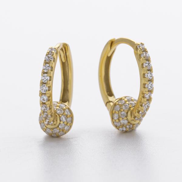 Gold Pavé Cubic Zirconia Huggie Earrings