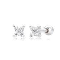Silver Geometric Stud Earrings