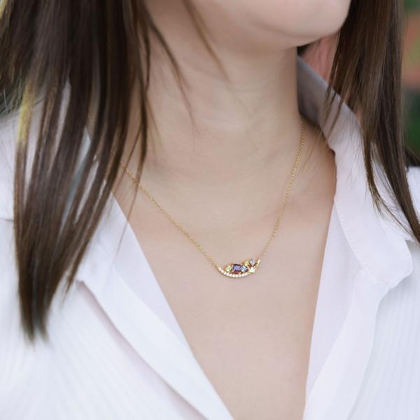 Gold Multicolor Stone Pendant Necklace