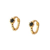 Gold Huggie Earrings with Black Onyx