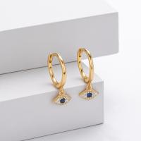 Gold Evil Eye Charm Huggie Earrings