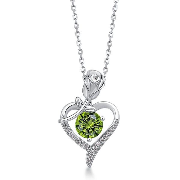 Sterling Silver Light Green Heart Pendant Necklace