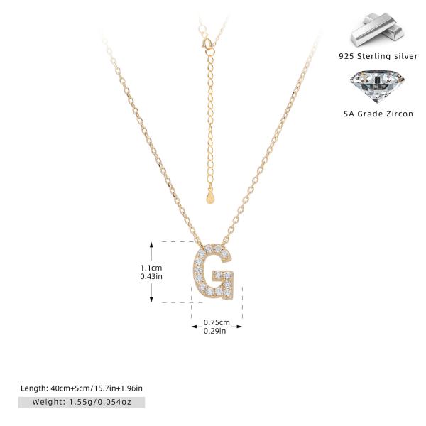 Gold Zirconia Letter G Pendant Necklace