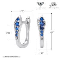 Silver Blue Zircon Pavé Huggie Earrings
