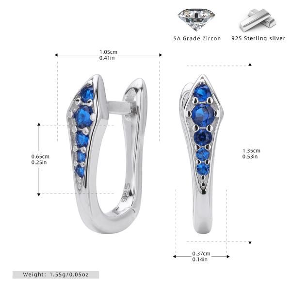 Silver Blue Zircon Pavé Huggie Earrings