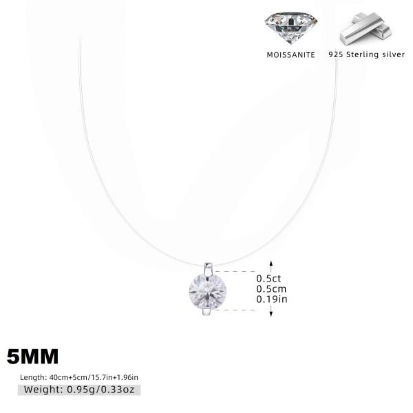 Moissanite Pendant Sterling Silver Necklace