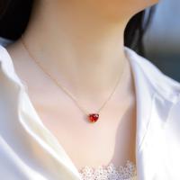 Gold Heart Ruby Pendant Necklace