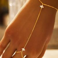 Gold Chain Hand Bracelet with Cubic Zirconia