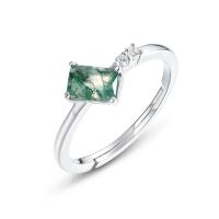 Green Jade Silver Solitaire Ring
