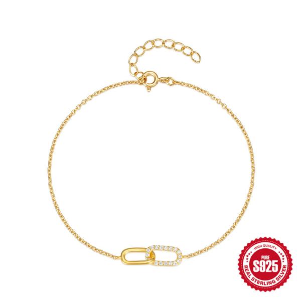 Gold-Plated Pavé Link Chain Bracelet