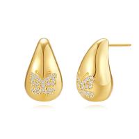 Gold-Tone Butterfly Pavé Stud Earrings
