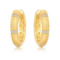 Gold Textured Small Hoop Earrings with Cubic Zirconia