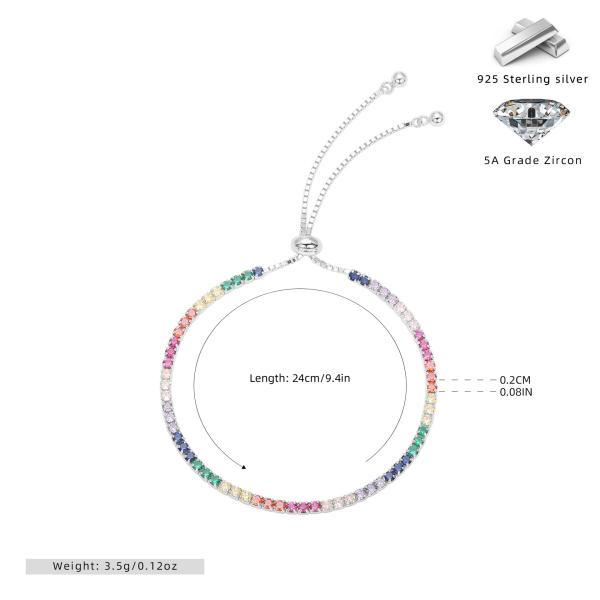 Rainbow Cubic Zirconia Tennis Bracelet