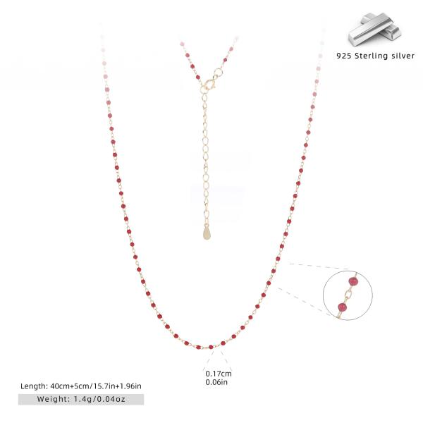 Red Beaded Gold Chain Necklace