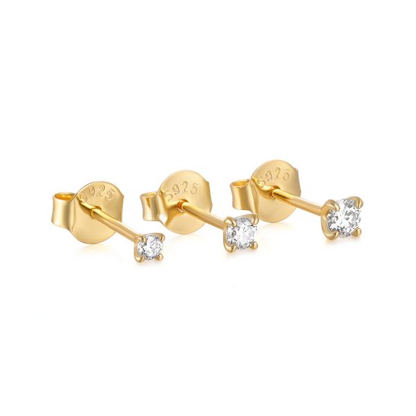 Gold-Tone Cubic Zirconia Stud Earrings Set