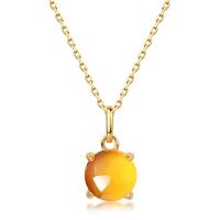 Gold-Plated Orange Stone Pendant Necklace