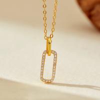Gold Rectangle CZ Pendant Necklace