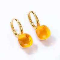 Gold-Plated Yellow Crystal Drop Earrings