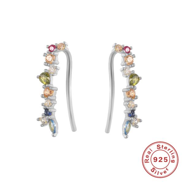 925 Silver Multicolor Stone Climber Earrings