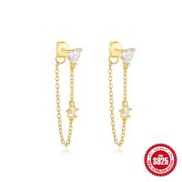 Gold-Plated Crystal Chain Drop Earrings