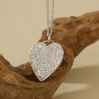Silver Pavé Heart Pendant Necklace