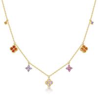 Gold Multicolor Floral Station Necklace