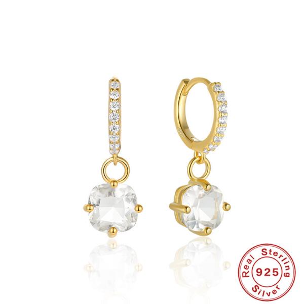Gold-Plated Cubic Zirconia Huggie Earrings